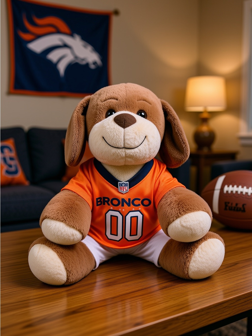 Build-A-Bear Denver Broncos NFL Football Brn Dog Plush Stuffed Animal Jersey Set